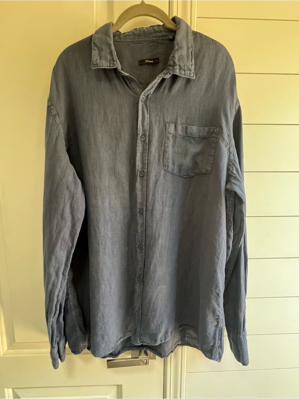 Pull Love Firenze 100% Italian Linen Long Sleeve Blue Button Down Shirt SZ XL